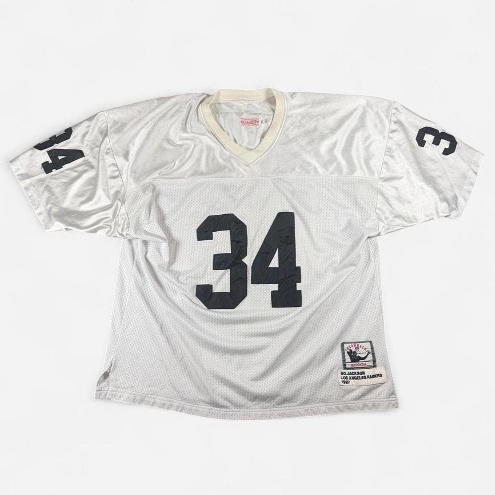 RARE USA Vintage Mitchell & Ness White Bo Jackson LA Raiders 87 Jersey 3XL (60)